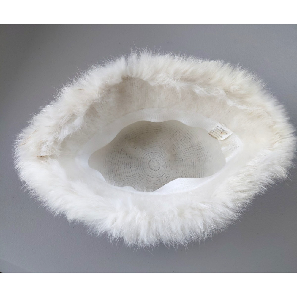 VTG Angora Bucket Winter Hat Cozy Fuzzy One Size Luxury David & Young Chic Warm - Picture 4 of 5